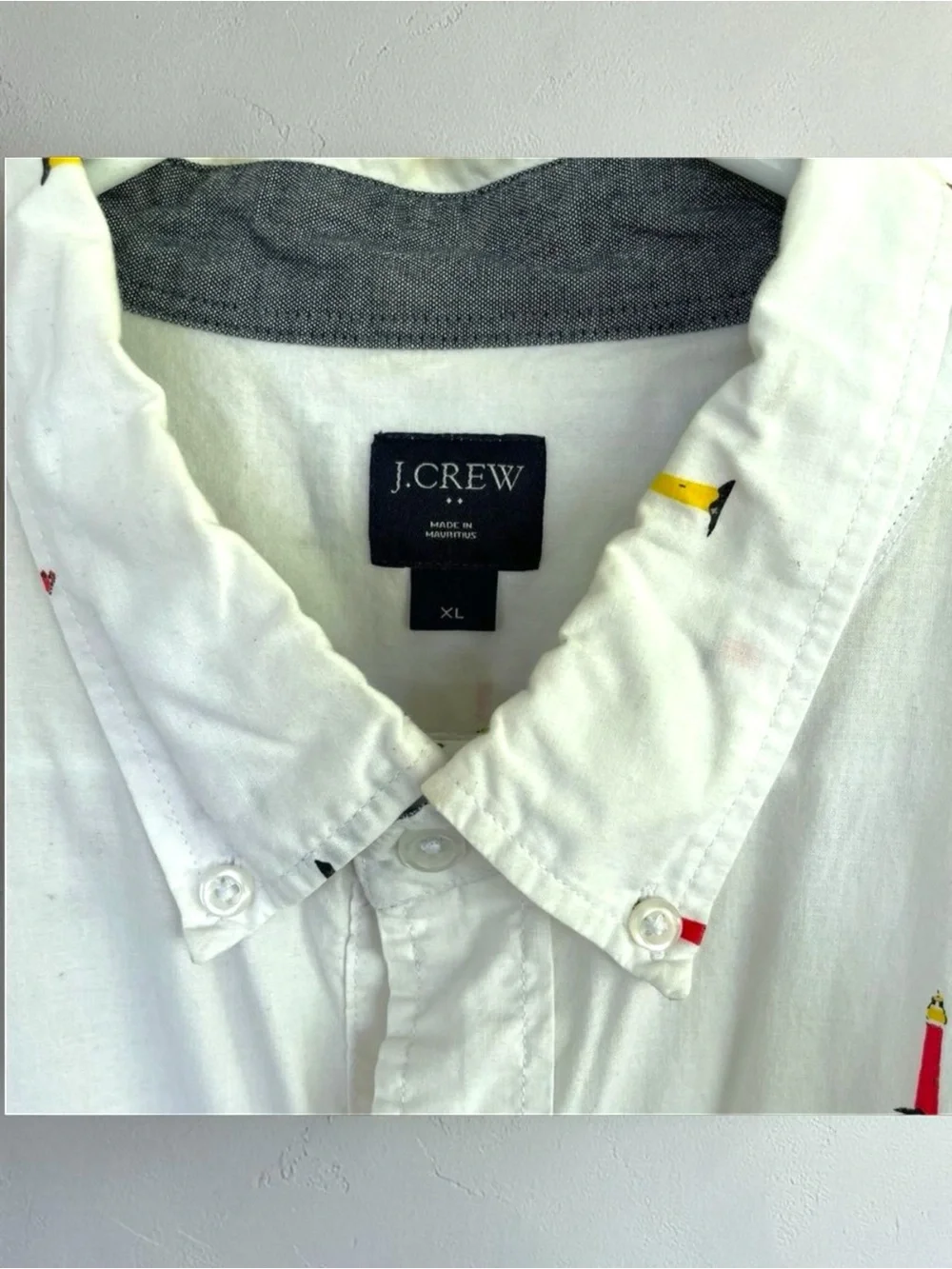 J. Crew Lighthouse Print Button Down Shirt Men’s XL Coastal Nautical